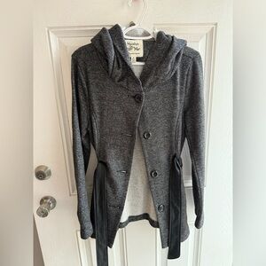Maralyn & Me Gray Hooded Jacket with Black Accents